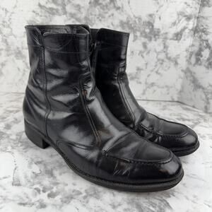Florsheim Mens Vintage Essex Moc Toe Beatle Boots Size 10.5 Black Leather
